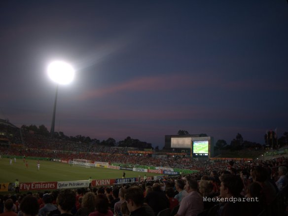 Canberra stadium at sunset
