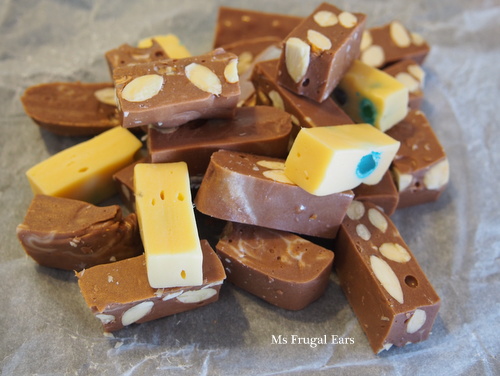 A selection of chocolate almond and milk jelly bean Taiwanese nougat